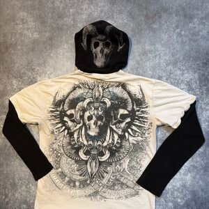 Y2K MMA Elite Mens Skull Wings Graphic Print T Shirt Thermal Hoodie